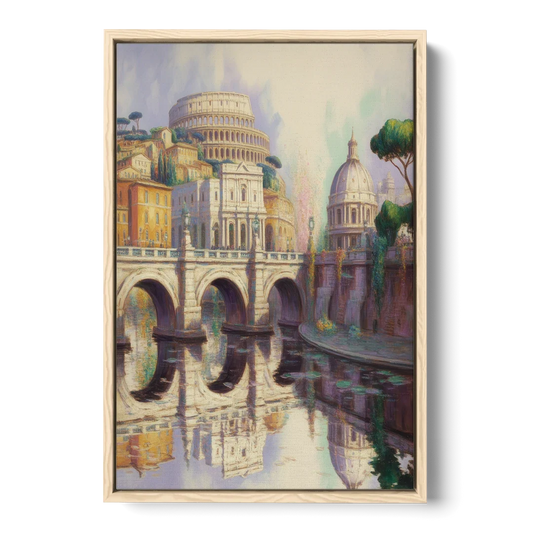 Eternal Cityscape - Oak Framed Canvas Wall Art - Front