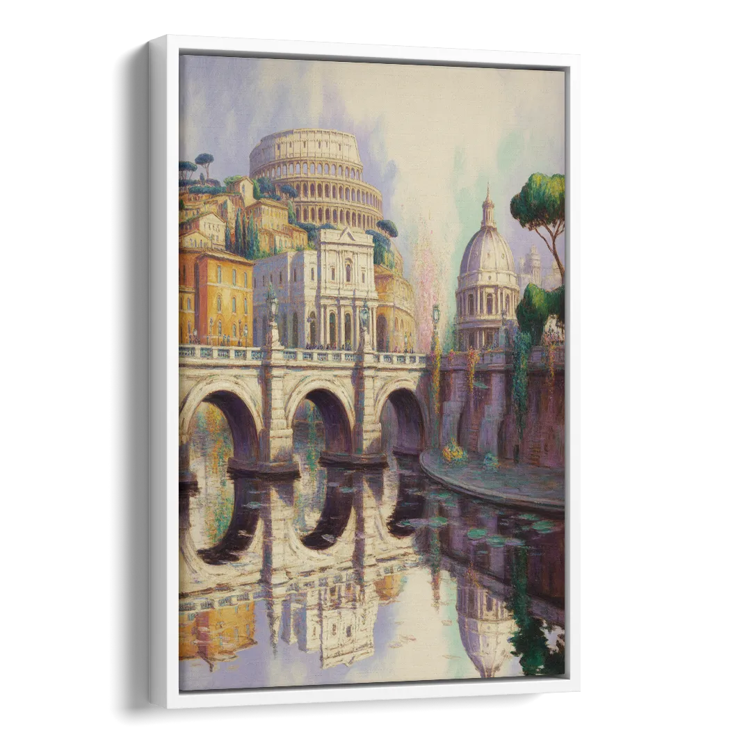 Eternal Cityscape Side - White Canvas Wall Art
