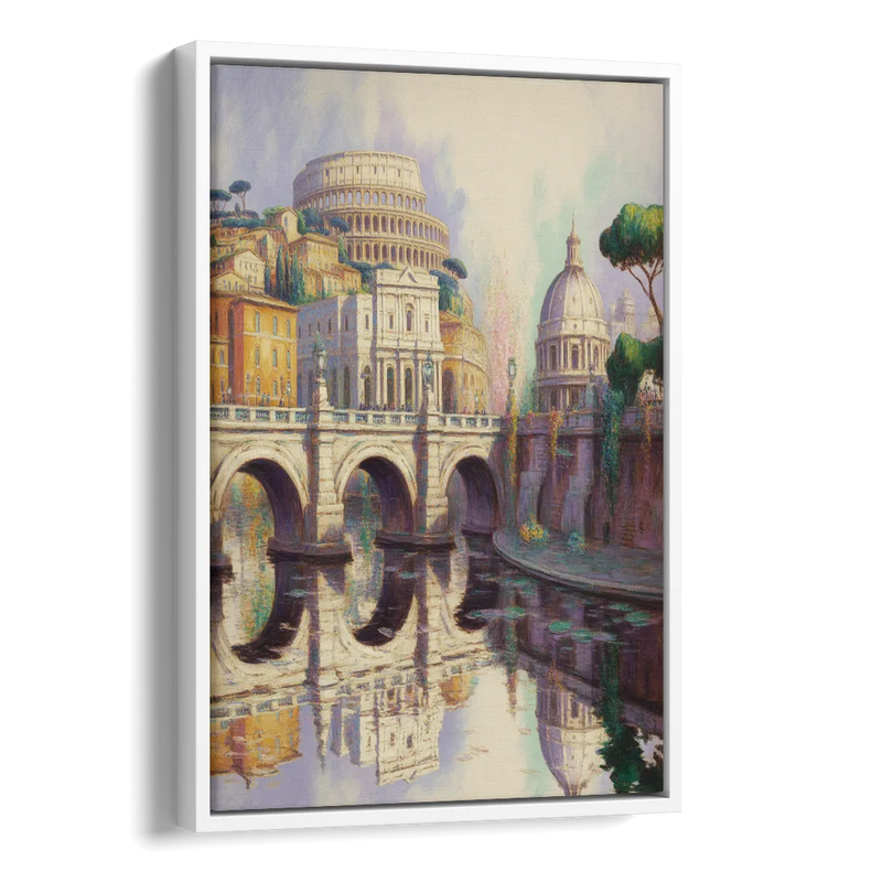 Eternal Cityscape Side - White Canvas Wall Art