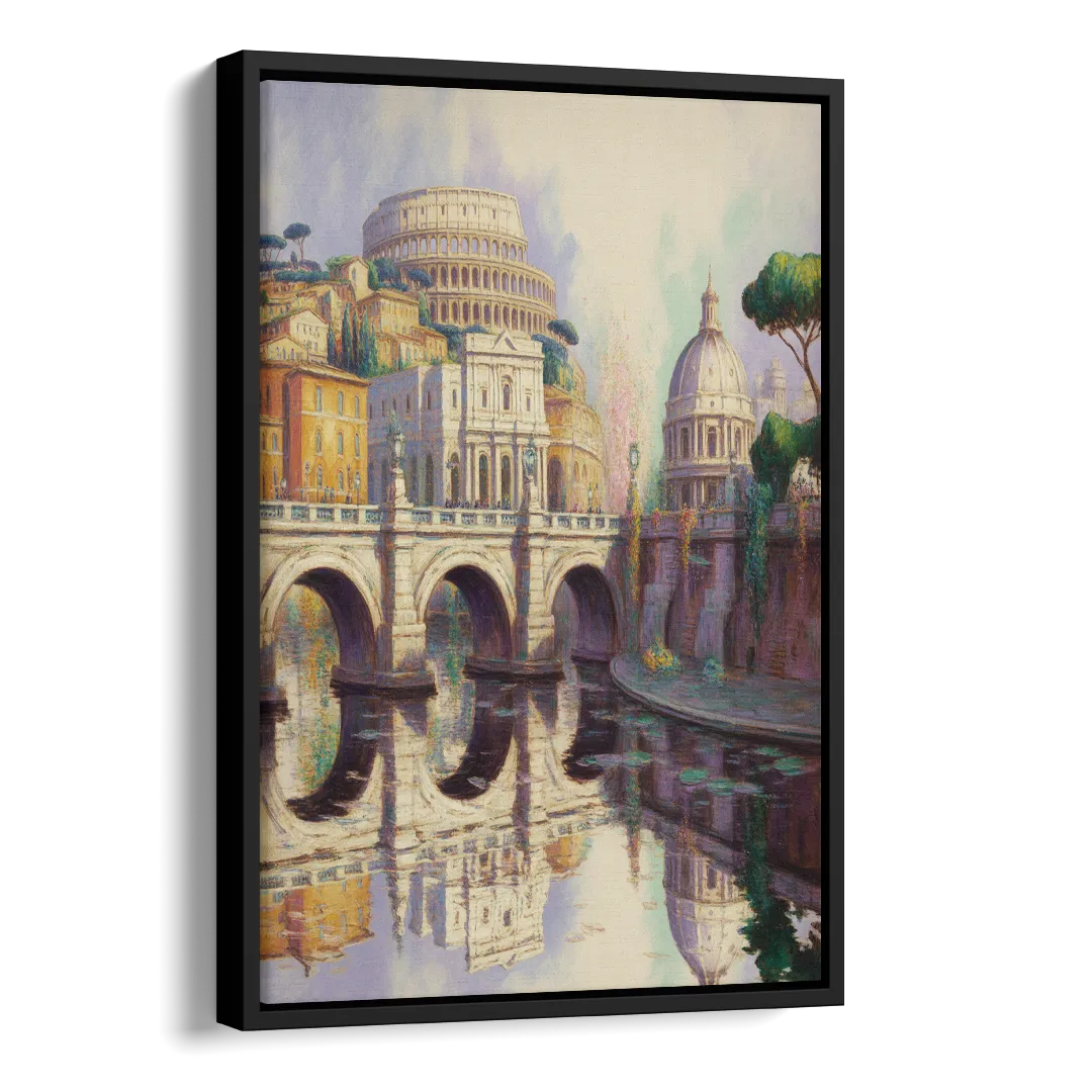Eternal Cityscape Side - Black Canvas Wall Art