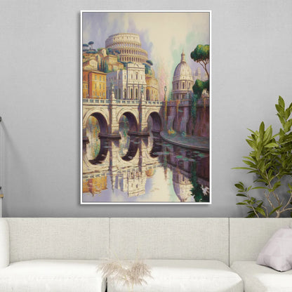 Eternal Cityscape Sitting Room - White Canvas Wall Art