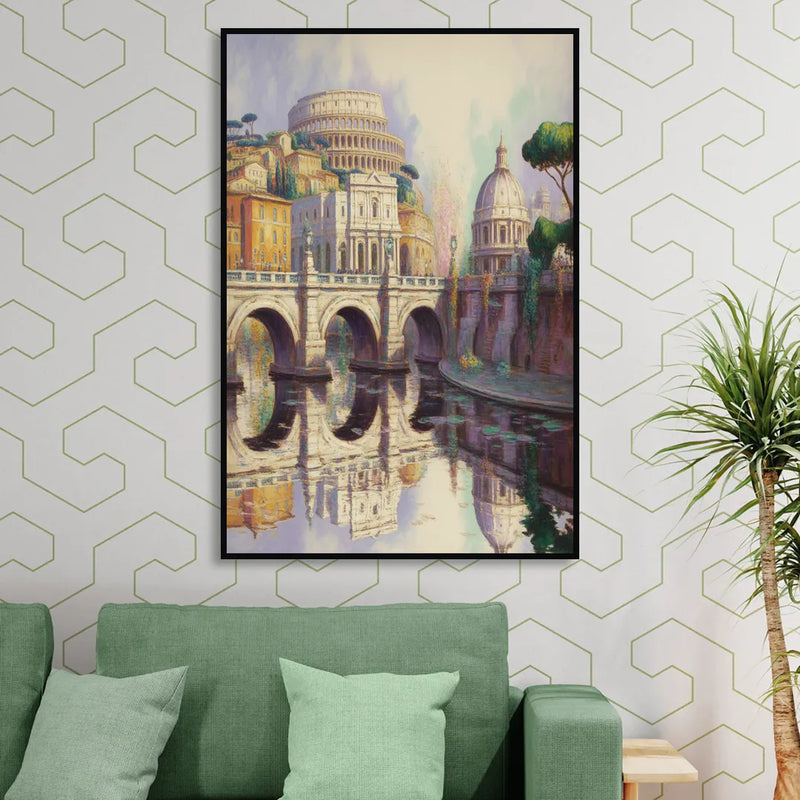 Eternal Cityscape Living Room - Black Canvas Wall Art