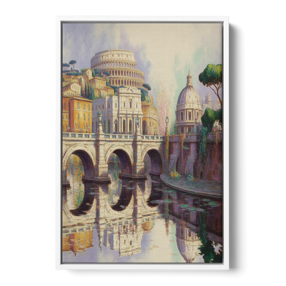 Eternal Cityscape Front - White Canvas Wall Art