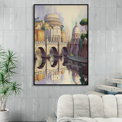 Eternal Cityscape Sitting Room - Black Canvas Wall Art