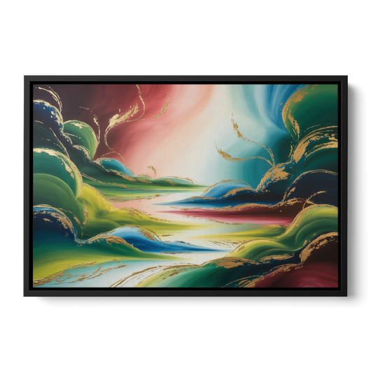 Ethereal Dreamscape Colorful Abstract - Black Framed Canvas Wall Art - Front