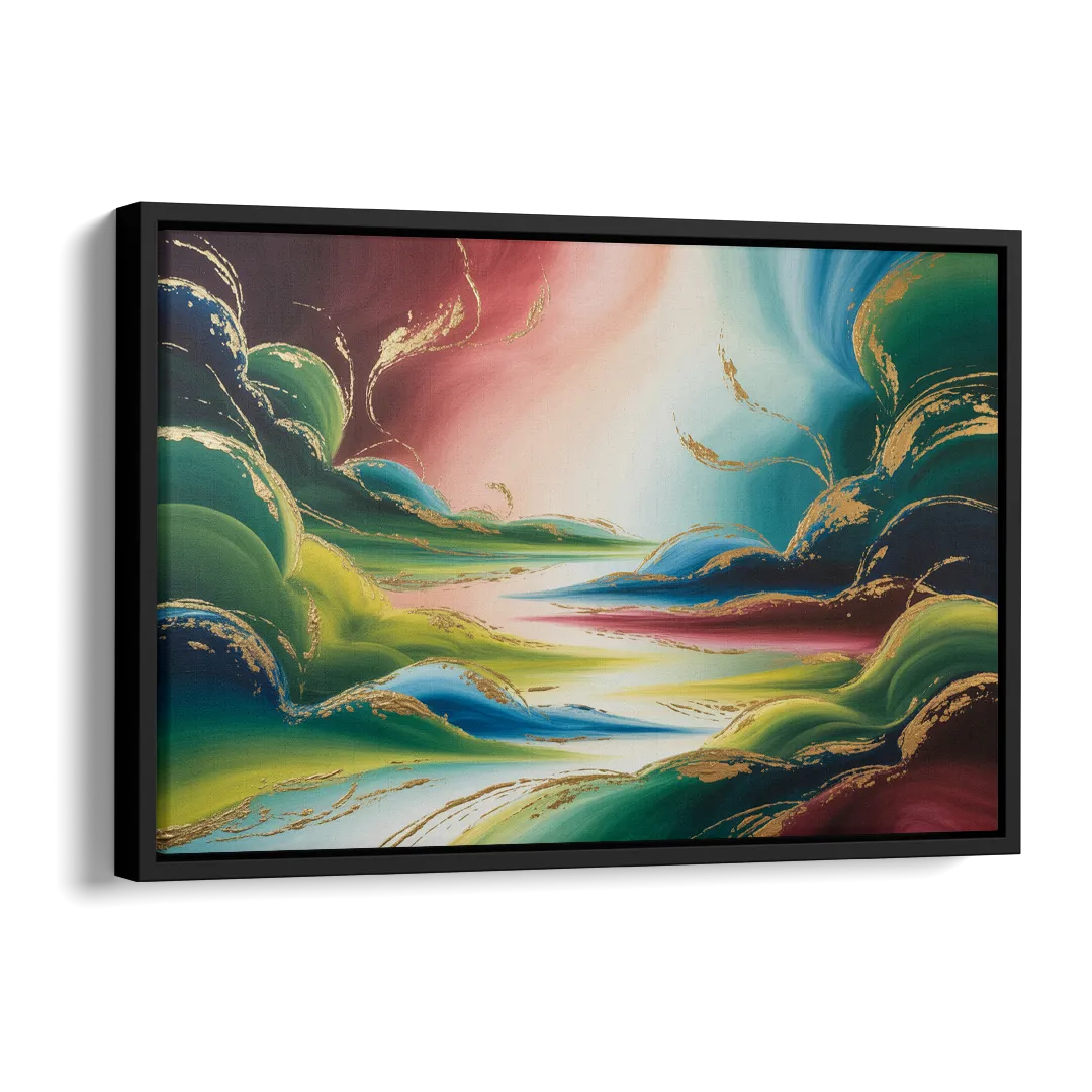 Ethereal Dreamscape Colorful Abstract Side - Black Canvas Wall Art