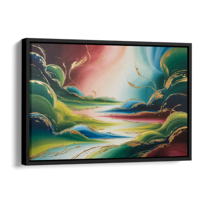 Ethereal Dreamscape Colorful Abstract Side - Black Canvas Wall Art
