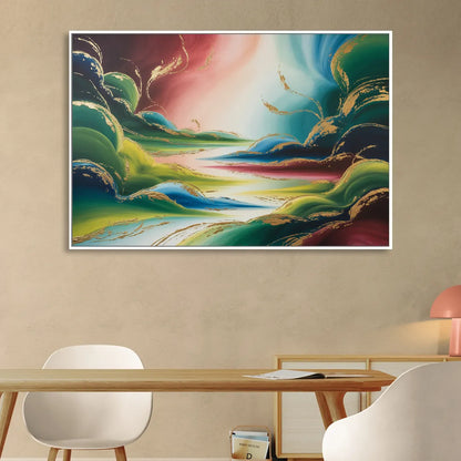 Ethereal Dreamscape Colorful Abstract Sitting Room - White Canvas Wall Art