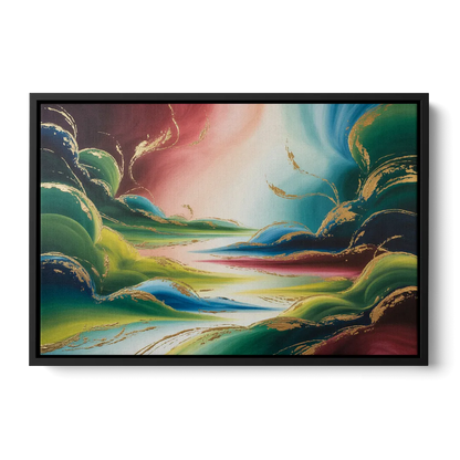 Ethereal Dreamscape Colorful Abstract - Black Frame Canvas