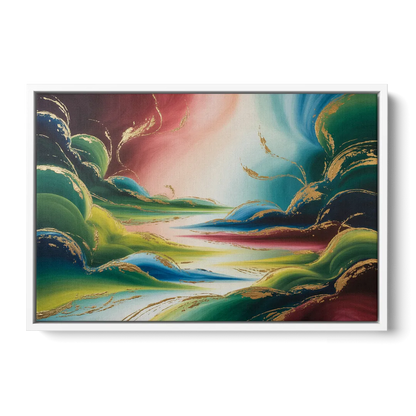 Ethereal Dreamscape Colorful Abstract - White Frame Canvas