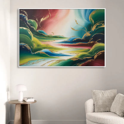 Ethereal Dreamscape Colorful Abstract Living Room - White Canvas Wall Art