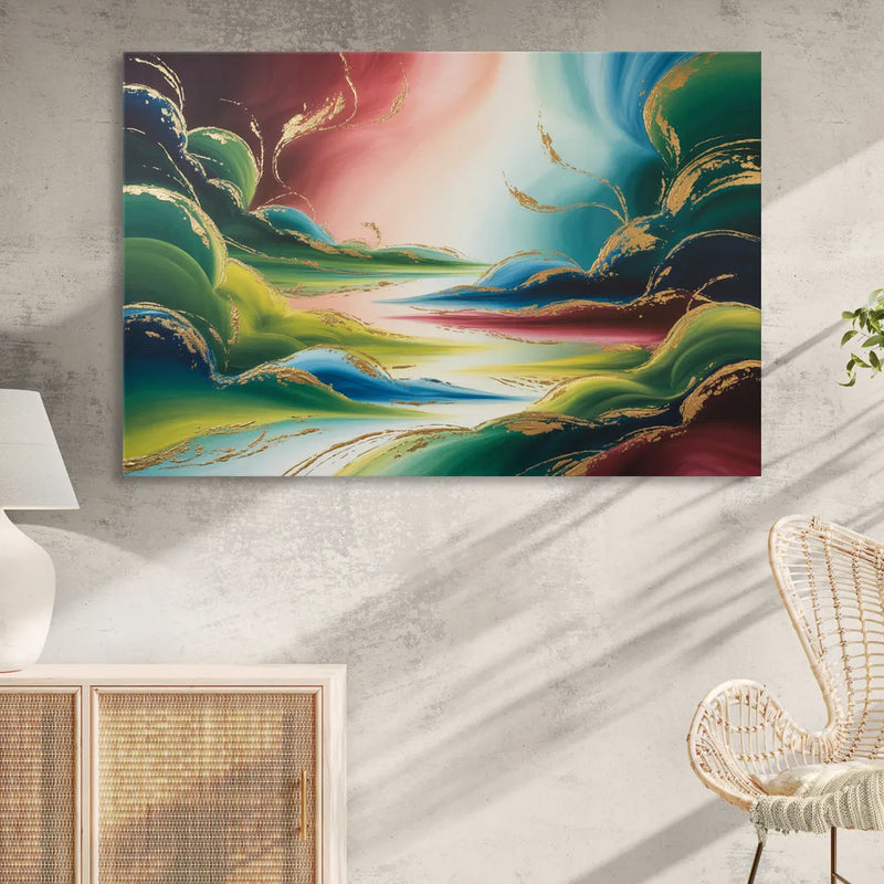 Ethereal Dreamscape Colorful Abstract Living Room - Canvas Wall Art