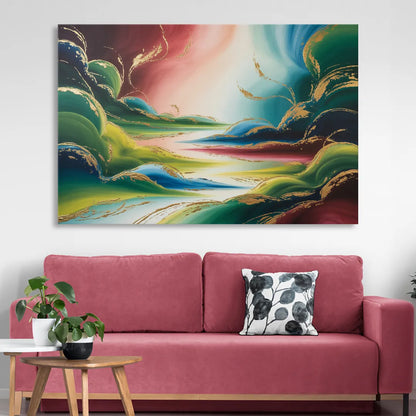Ethereal Dreamscape Colorful Abstract Sitting Room - Canvas Wall Art