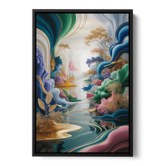 Ethereal Elegance Colorful Abstract - Black Framed Canvas Wall Art - Front
