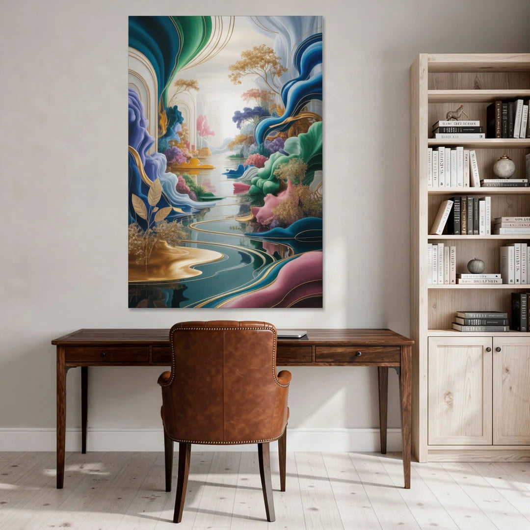 Ethereal Elegance Colorful Abstract - Canvas Wall Art - Office - 40x60
