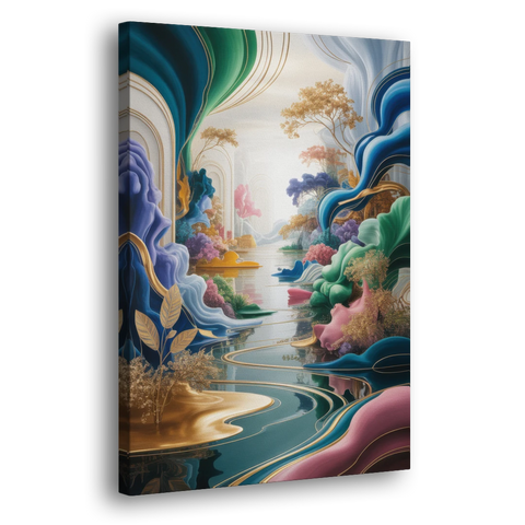 Ethereal Elegance Colorful Abstract - Canvas Wall Art - Side