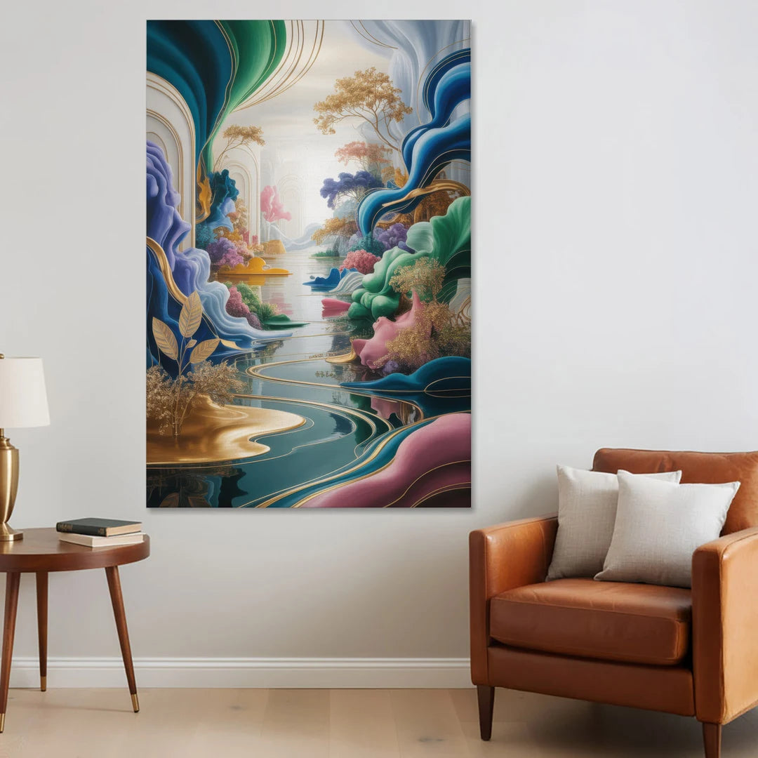 Ethereal Elegance Colorful Abstract - Canvas Wall Art - Sofa - 40x60