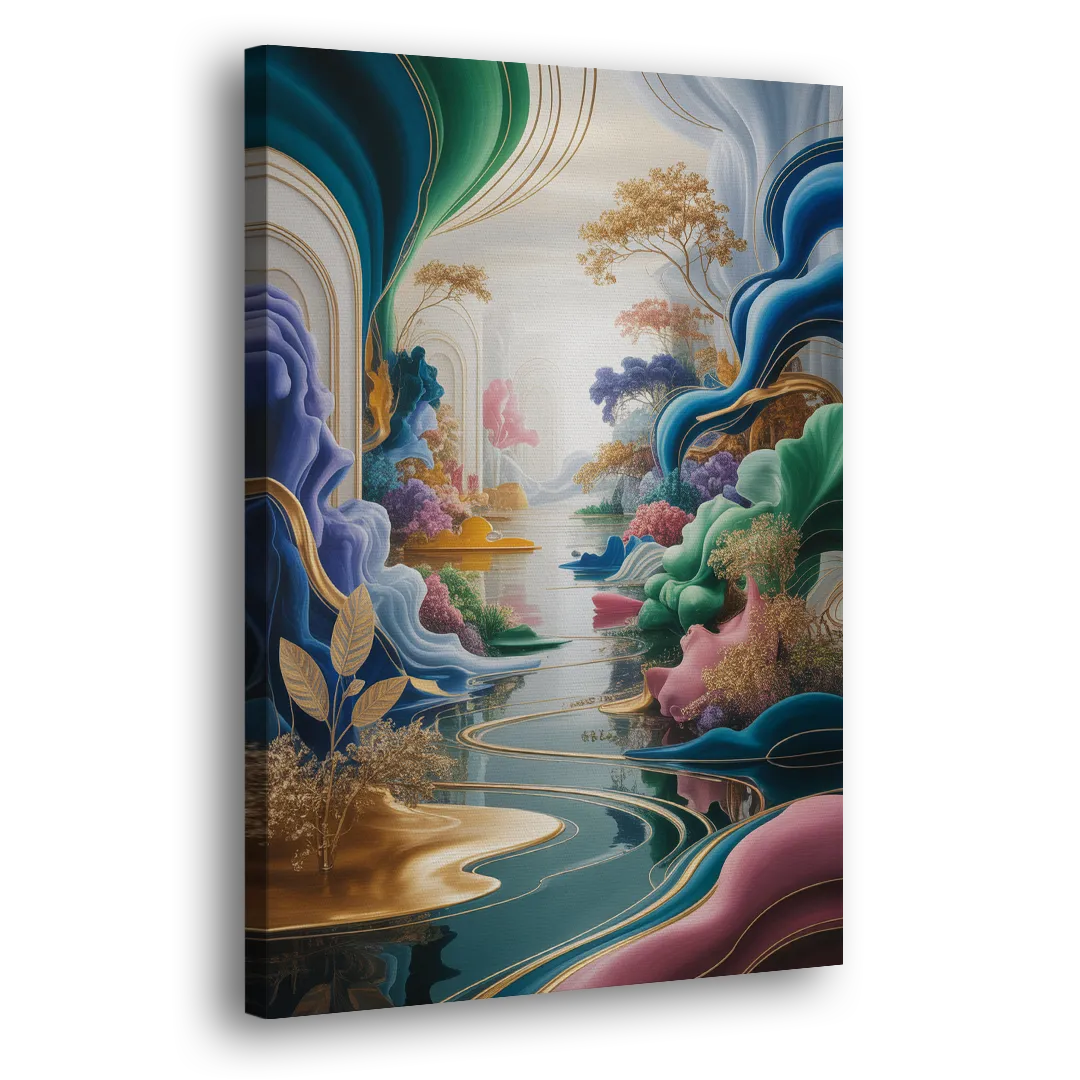 Ethereal Elegance Colorful Abstract Side - Canvas Wall Art