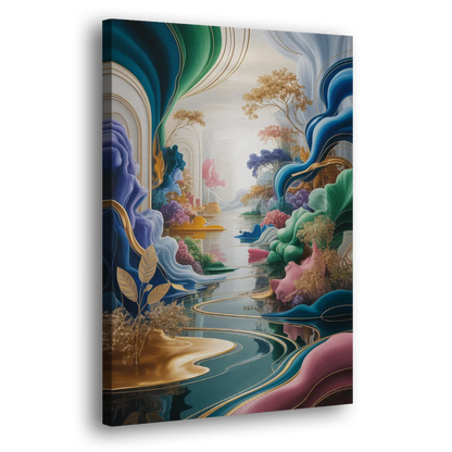 Ethereal Elegance Colorful Abstract Side - Canvas Wall Art