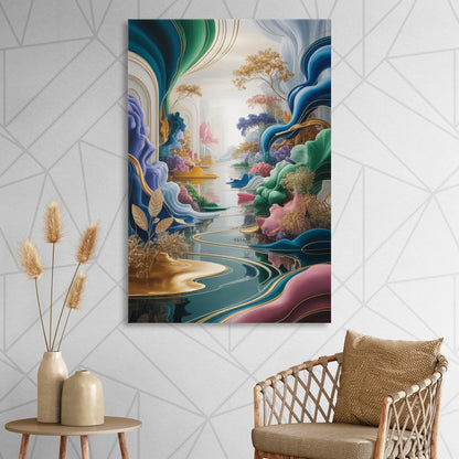 Ethereal Elegance Colorful Abstract Living Room - Canvas Wall Art
