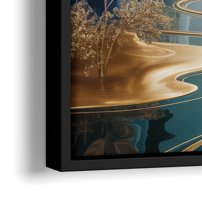 Ethereal Elegance Colorful Abstract - Close-Up Black Frame Canvas