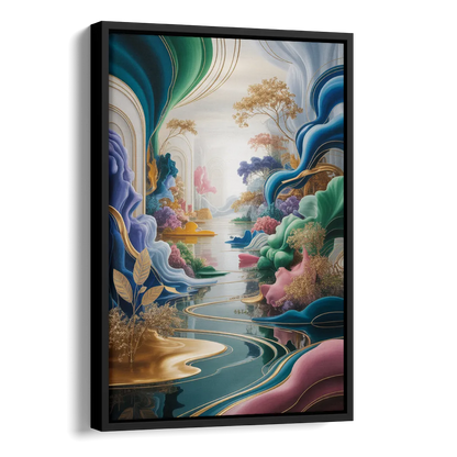 Ethereal Elegance Colorful Abstract Side - Black Canvas Wall Art