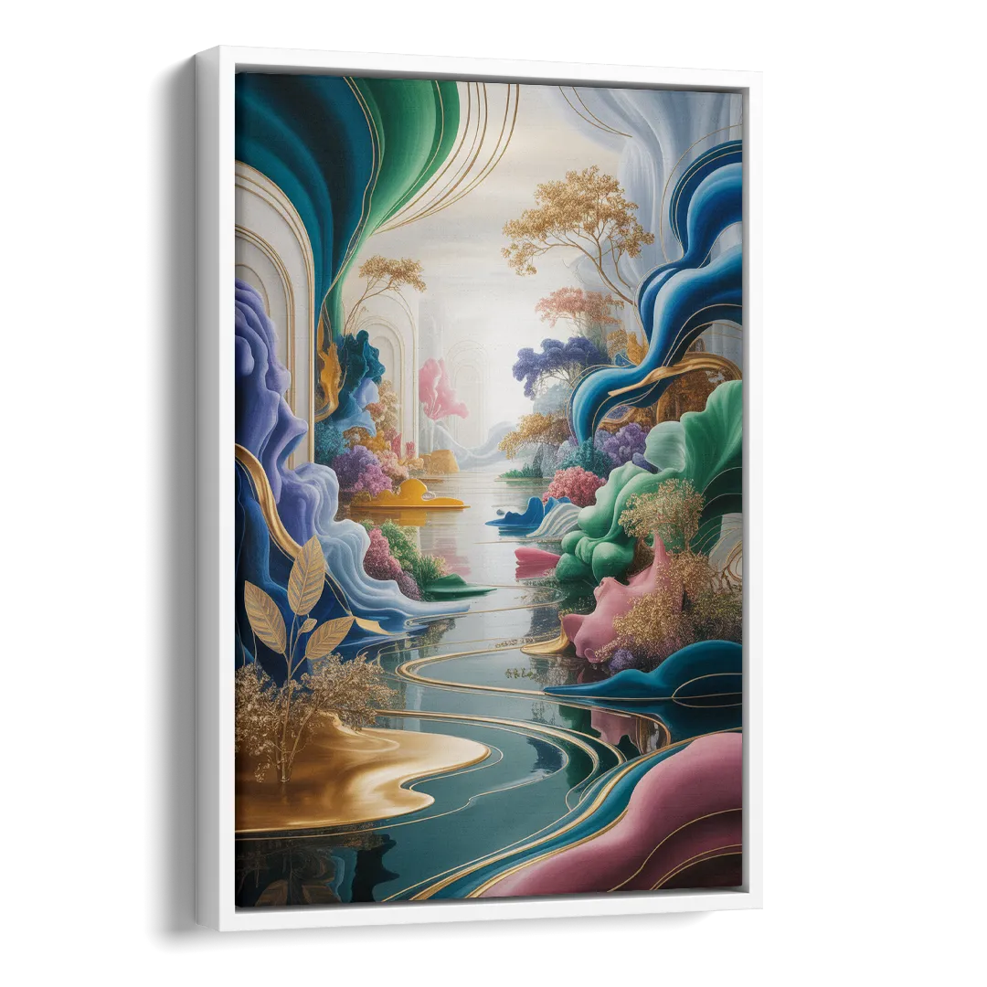 Ethereal Elegance Colorful Abstract Side - White Canvas Wall Art