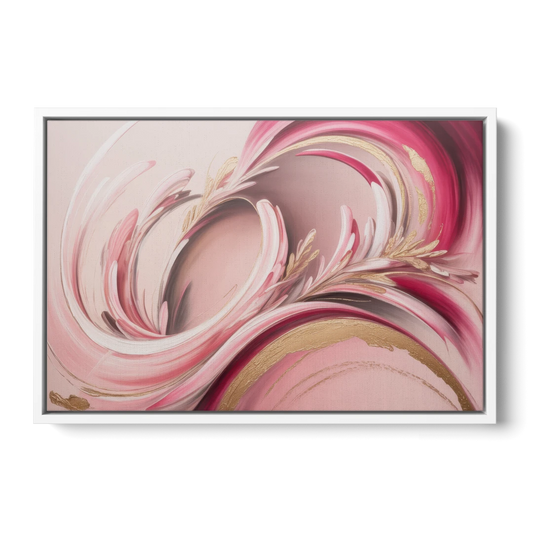 Ethereal Elegance Pink Abstract - White Framed Canvas Wall Art - Front