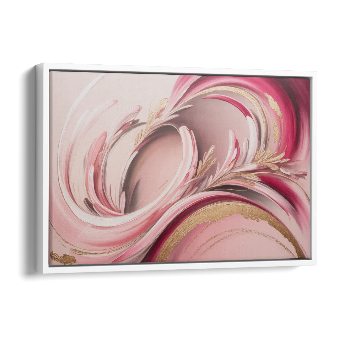Ethereal Elegance Pink Abstract Side - White Canvas Wall Art