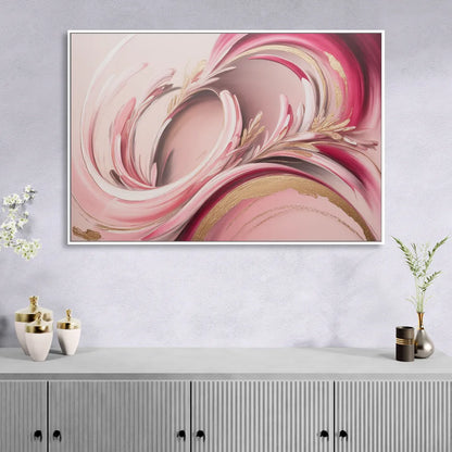 Ethereal Elegance Pink Abstract Sitting Room - White Canvas Wall Art