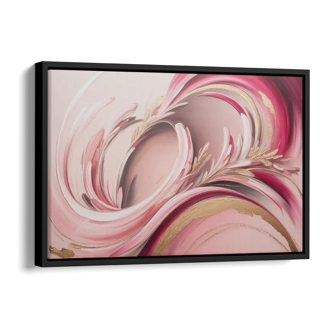 Ethereal Elegance Pink Abstract Side - Black Canvas Wall Art