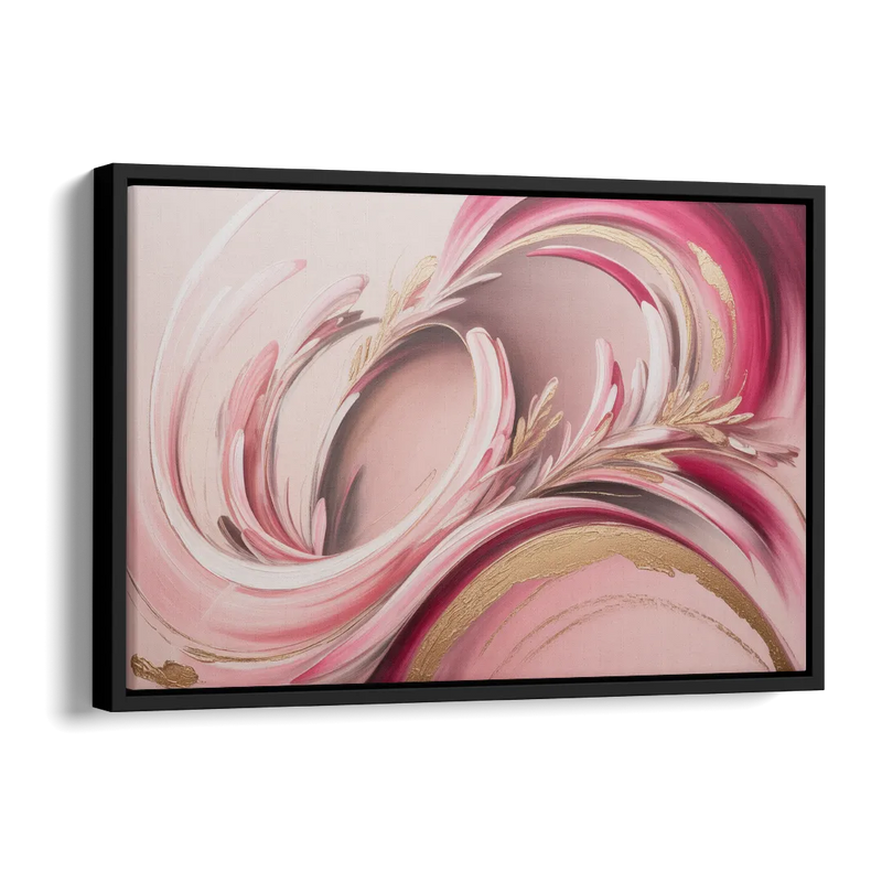 Ethereal Elegance Pink Abstract Side - Black Canvas Wall Art