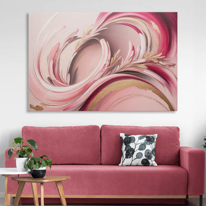Ethereal Elegance Pink Abstract Living Room - Canvas Wall Art