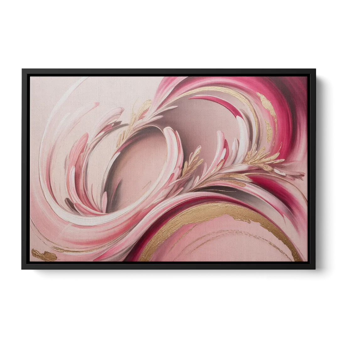 Ethereal Elegance Pink Abstract Front - Black Canvas Wall Art