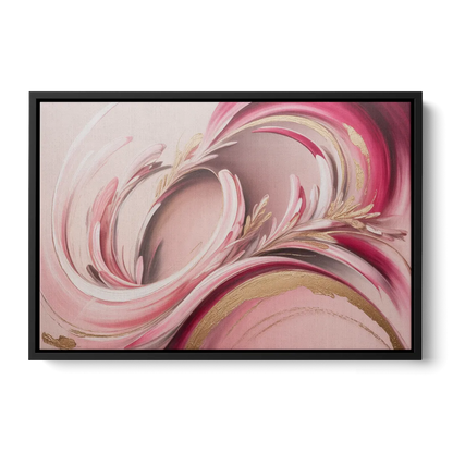 Ethereal Elegance Pink Abstract Front - Black Canvas Wall Art