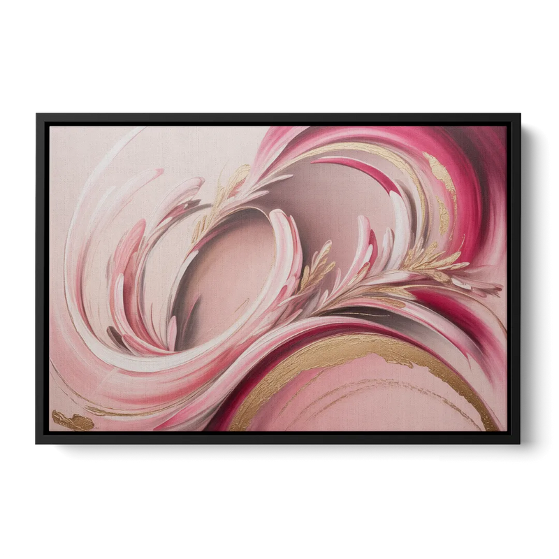 Ethereal Elegance Pink Abstract Front - Black Canvas Wall Art