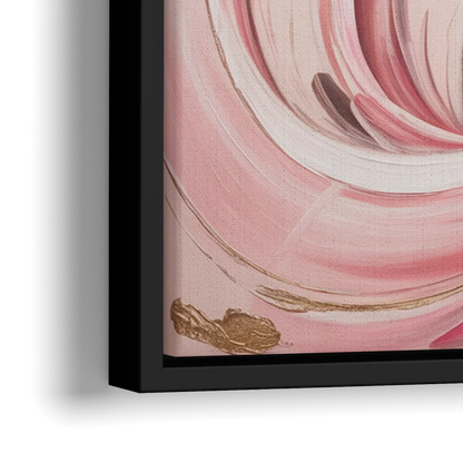 Ethereal Elegance Pink Abstract - Close-Up Black Frame Canvas