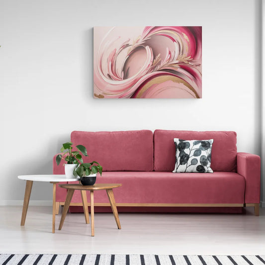 Ethereal Elegance Pink Abstract - Canvas Wall Art Living Room