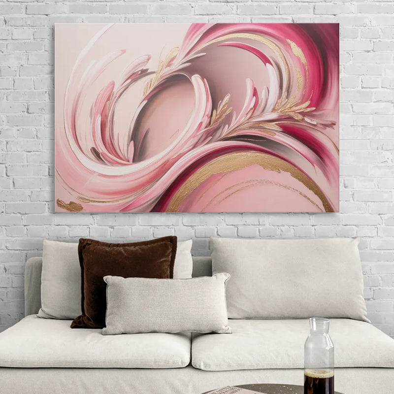 Ethereal Elegance Pink Abstract Sitting Room - Canvas Wall Art