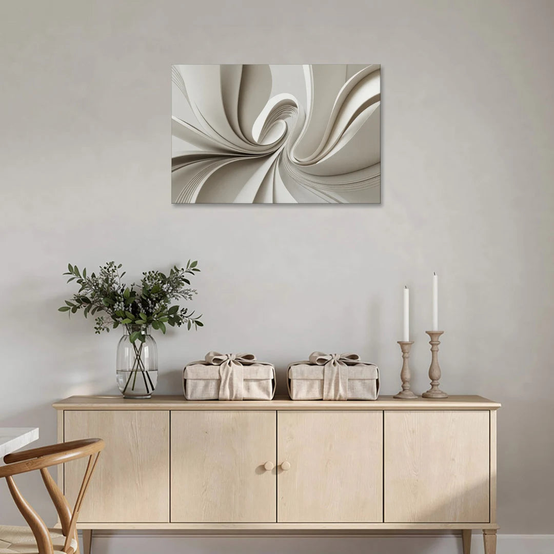 Ethereal Elegance White Abstract - Canvas Wall Art - Coffee Table - 36x24