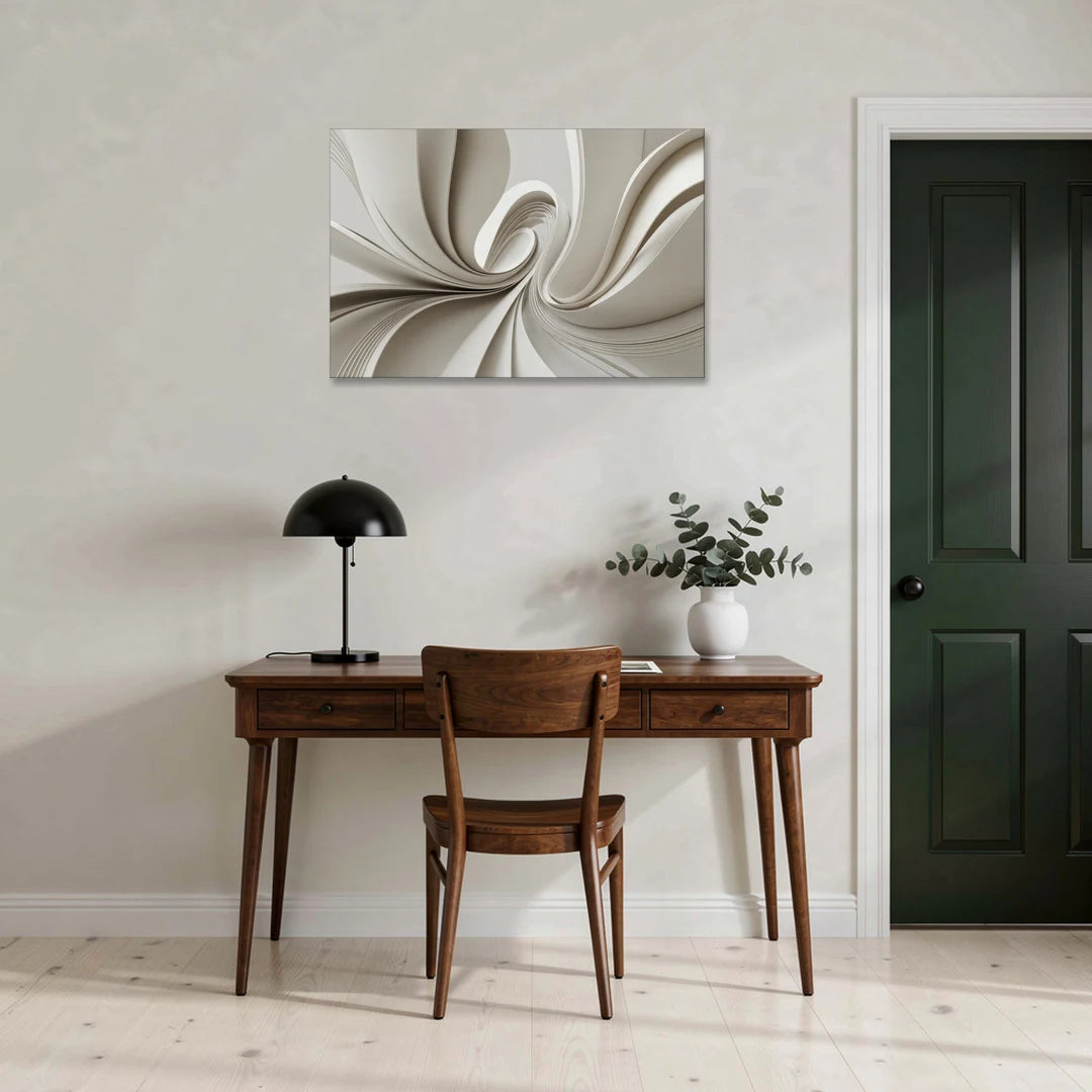 Ethereal Elegance White Abstract - Canvas Wall Art - Office - 36x24
