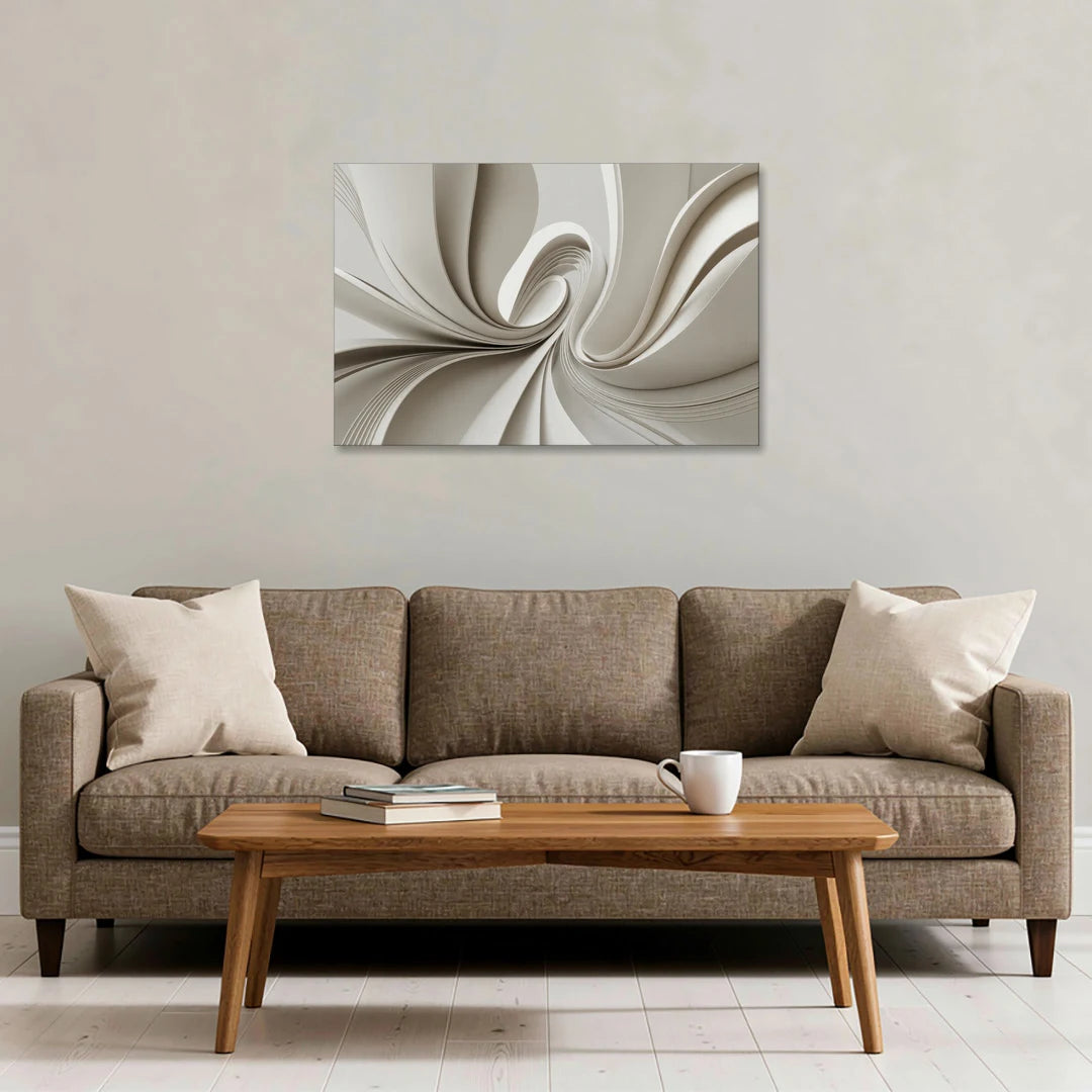 Ethereal Elegance White Abstract - Canvas Wall Art - Sofa - 36x24