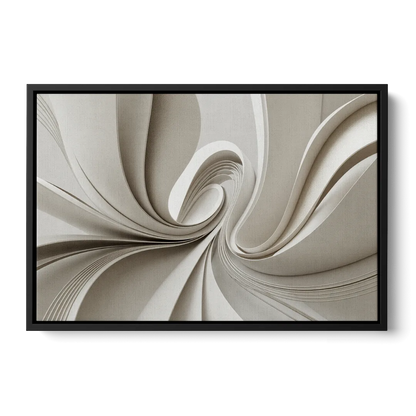Ethereal Elegance White Abstract - Black Frame Canvas