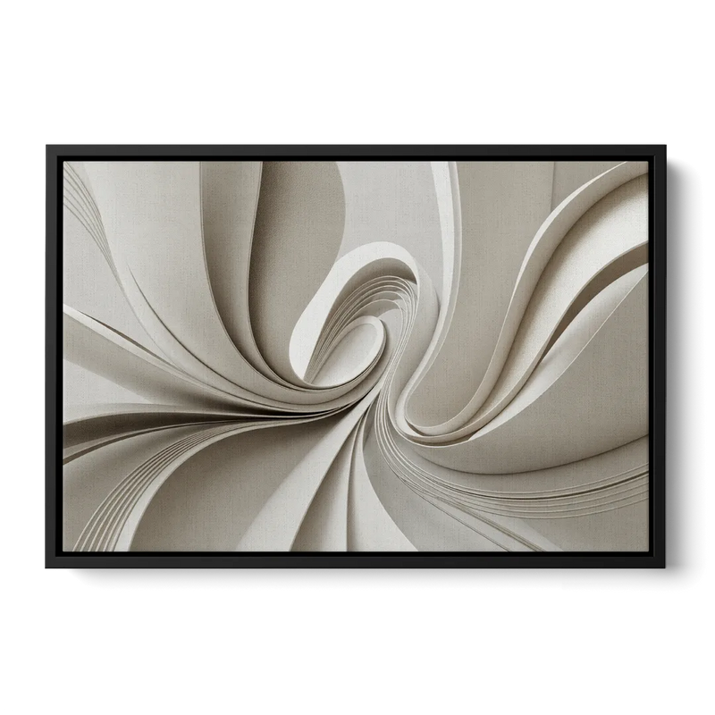 Ethereal Elegance White Abstract Front - Black Canvas Wall Art