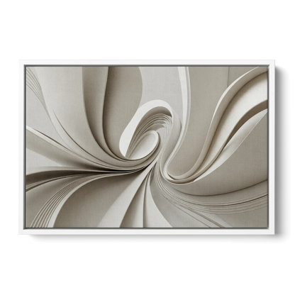 Ethereal Elegance White Abstract - White Frame Canvas