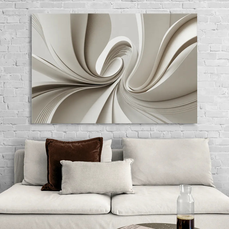 Ethereal Elegance White Abstract Living Room - Canvas Wall Art