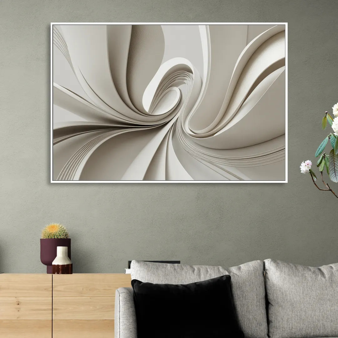 Ethereal Elegance White Abstract Sitting Room - White Canvas Wall Art
