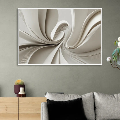 Ethereal Elegance White Abstract Sitting Room - White Canvas Wall Art