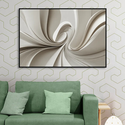 Ethereal Elegance White Abstract Sitting Room - Black Canvas Wall Art
