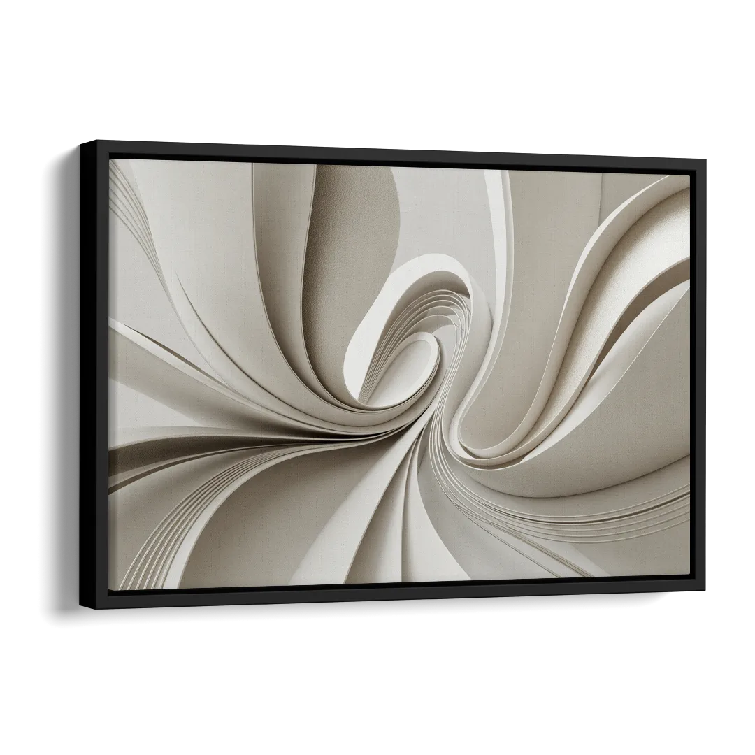 Ethereal Elegance White Abstract Side - Black Canvas Wall Art